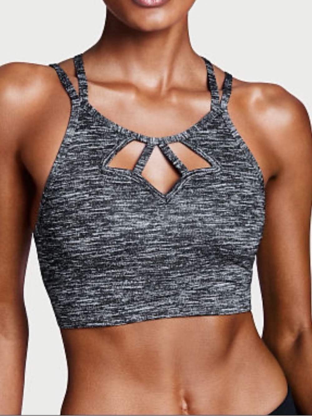 Victoria's Secret Gray Heather Cutout High-Neck Sports Bra